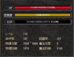 Lv110な「たろさん」のステータス