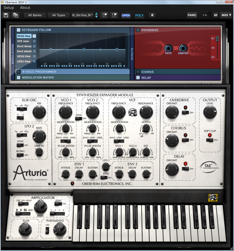 オープンしたOberheim SEM VのGUI