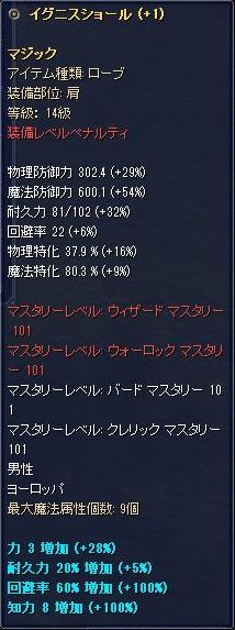 14級マジックローブ肩 Lv121のペナルティ