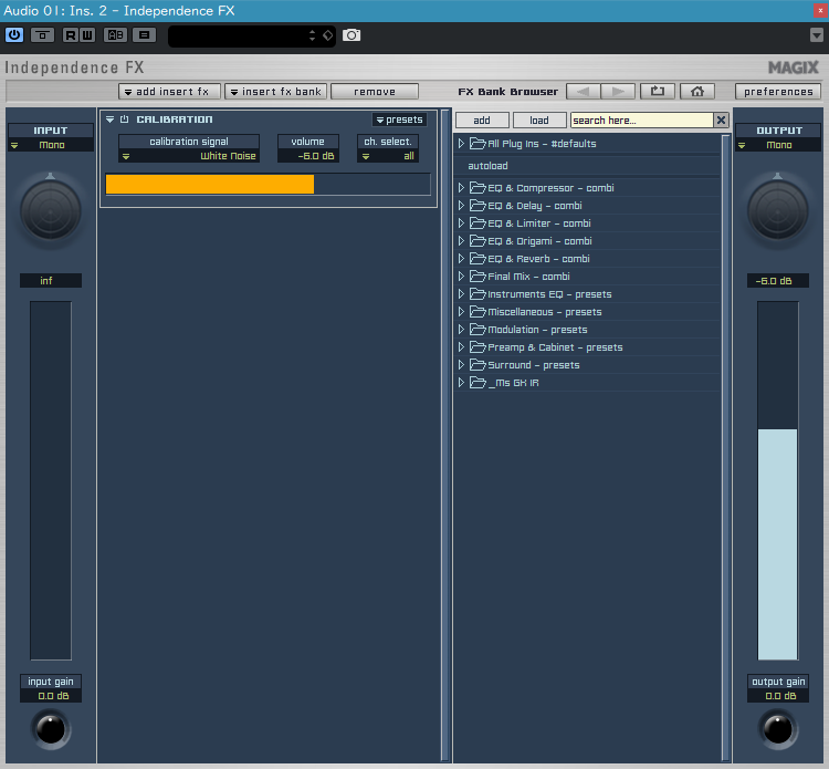 Independence FX Calibration white noise -6dB