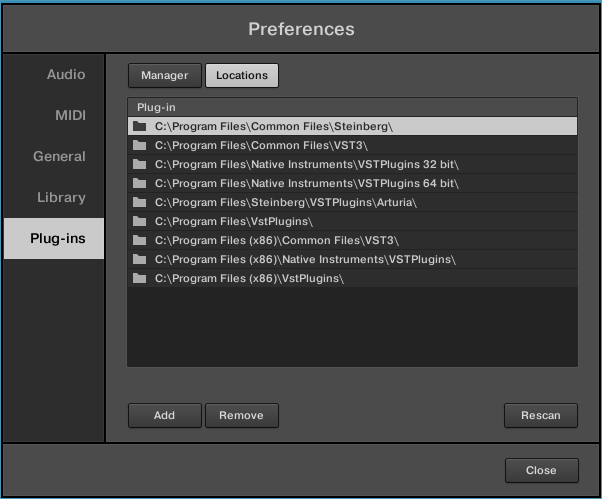 KOMPLETE KONTROL Plug-ins Locations