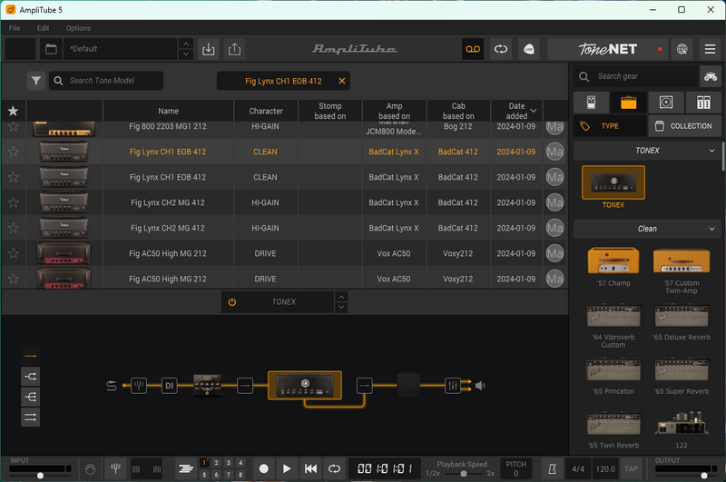 AmpliTube TONE MODEL重複表示