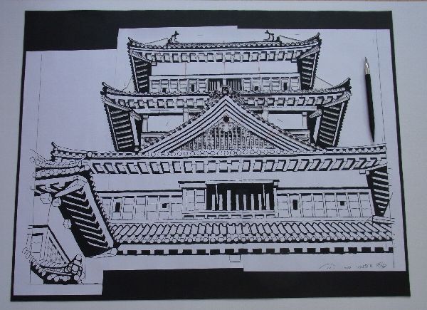 松本城 の切り絵を制作中 佐藤光雄の切り絵日記