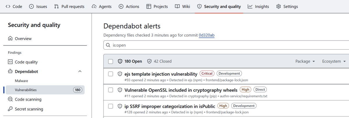 ghas-bootcamp リポジトリで学ぶ GitHub Advanced Security ~Dependabot 編 ...