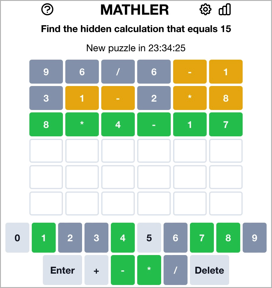 Mathler Game Mathler攻略法 - みをつくしのひとりよがり