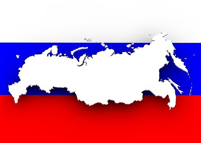 ロシアの地図と旗