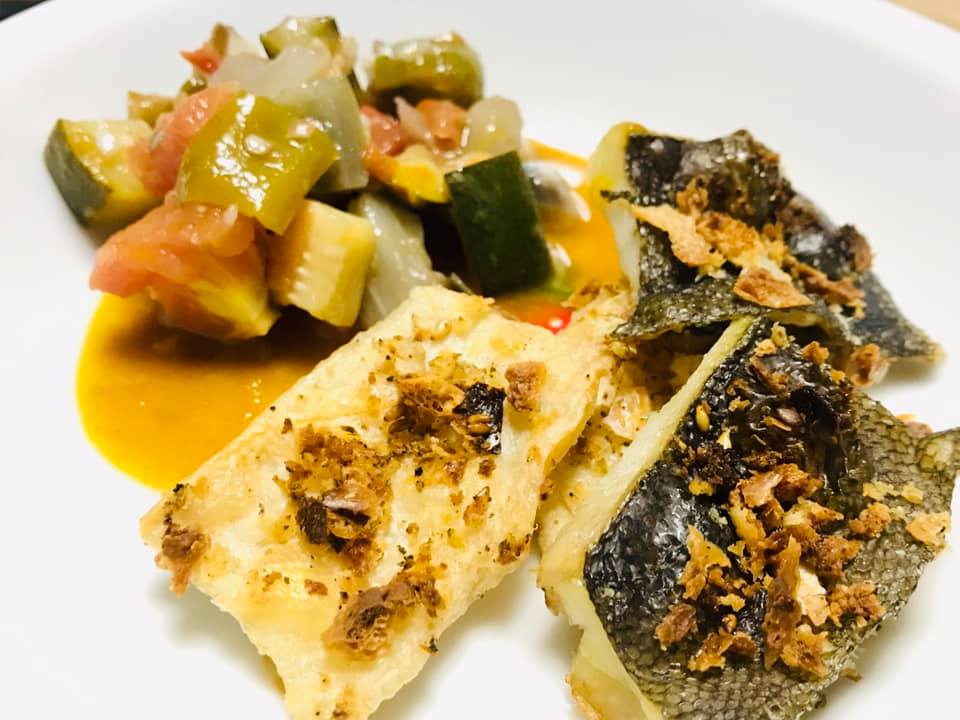カレイのパリパリ焼き&ラタトゥイユソース