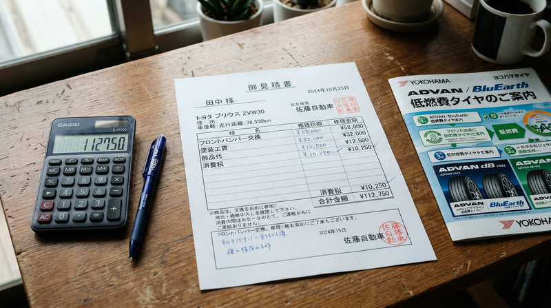 タイヤ交換の見積書とカタログ