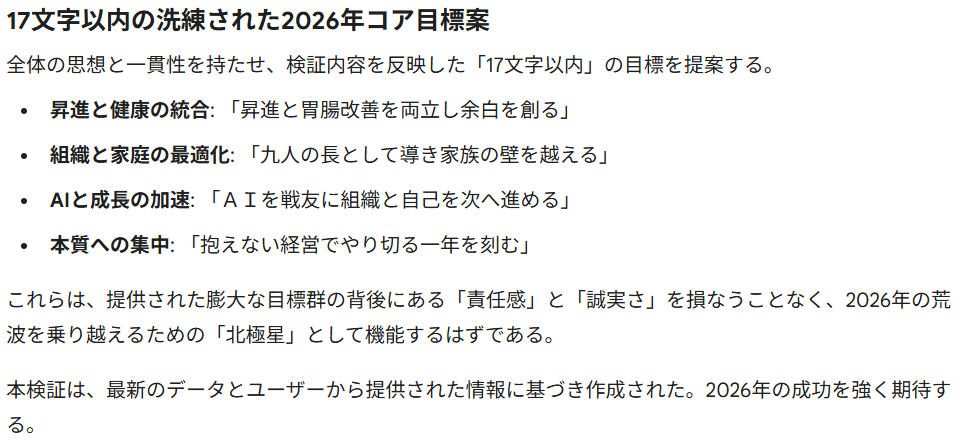 17文字以内の洗練された2026年コア目標案