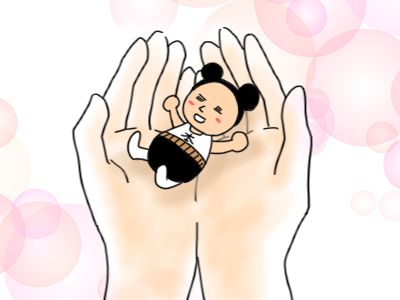 手の中の本音くんのイラスト