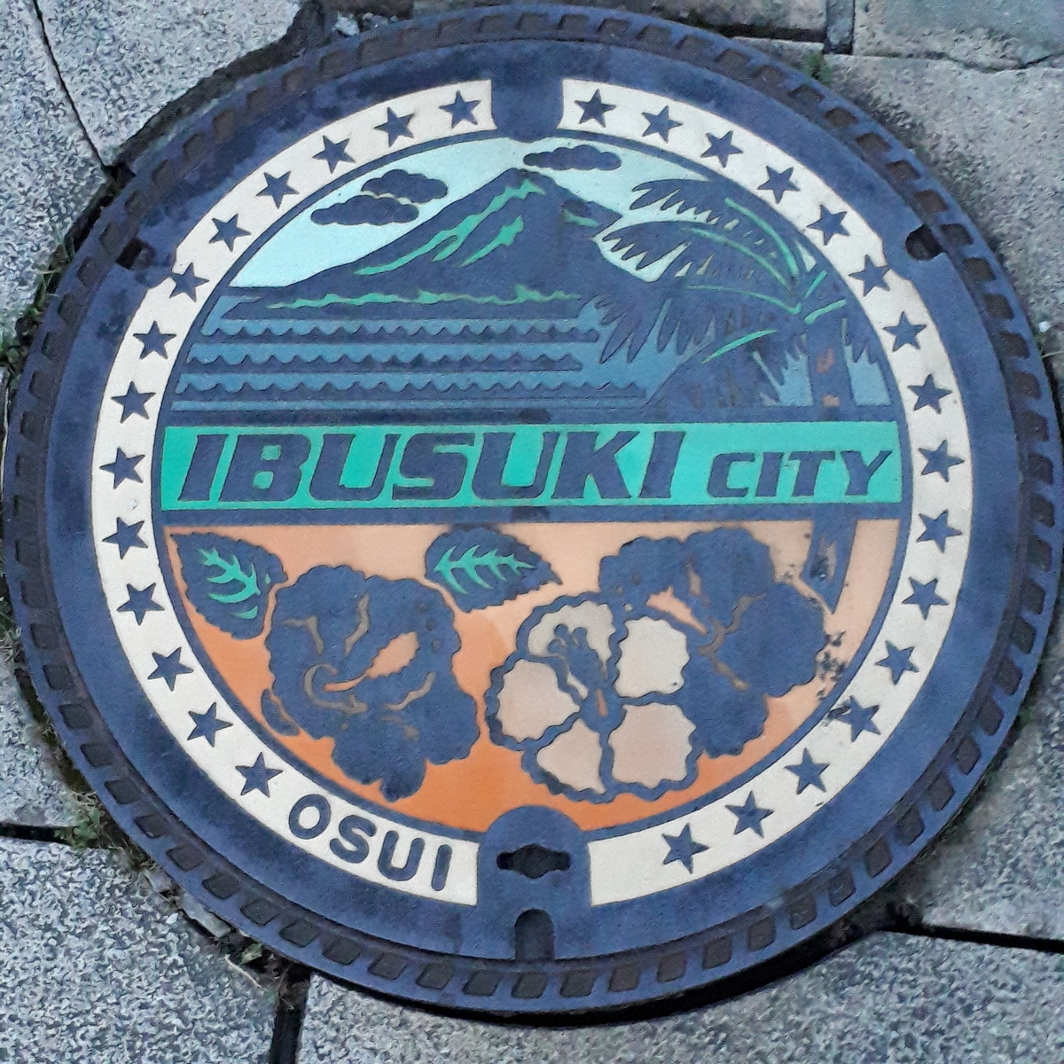 指宿市 開聞岳 池田湖 ハイビスカス マンホール