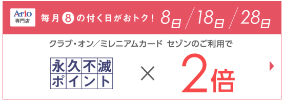 Ario専門店 クラブ・オン/ミレニアムカード 8のつく日
