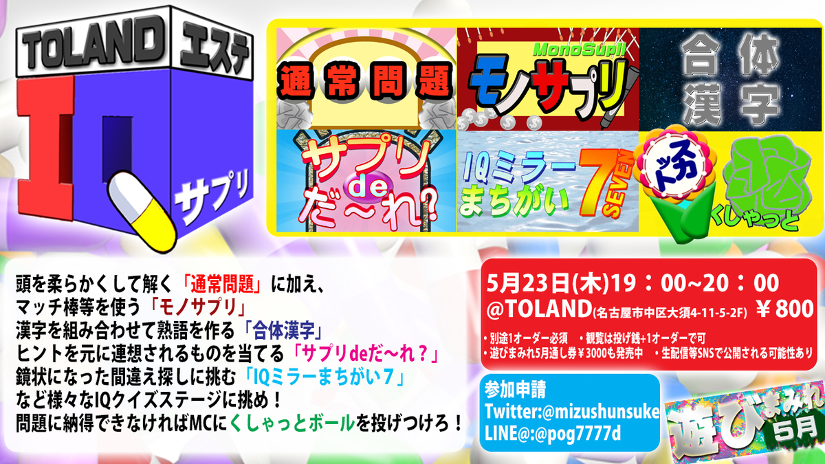 全問掲載 Tolandエステiqサプリ １ 参加型イベント遊びまみれレポート イベント制作ブログ 遊び図鑑 By企画構成屋 水谷駿介