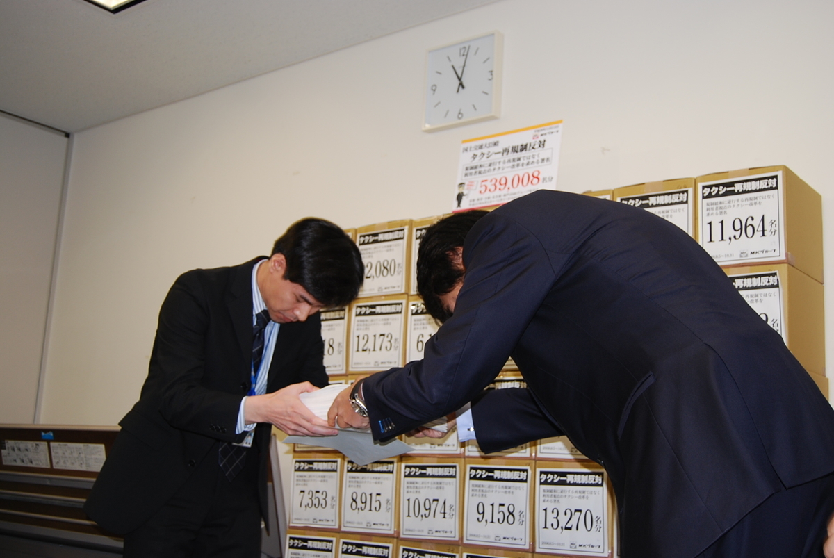 2008年11月 国土交通省に再規制反対署名提出