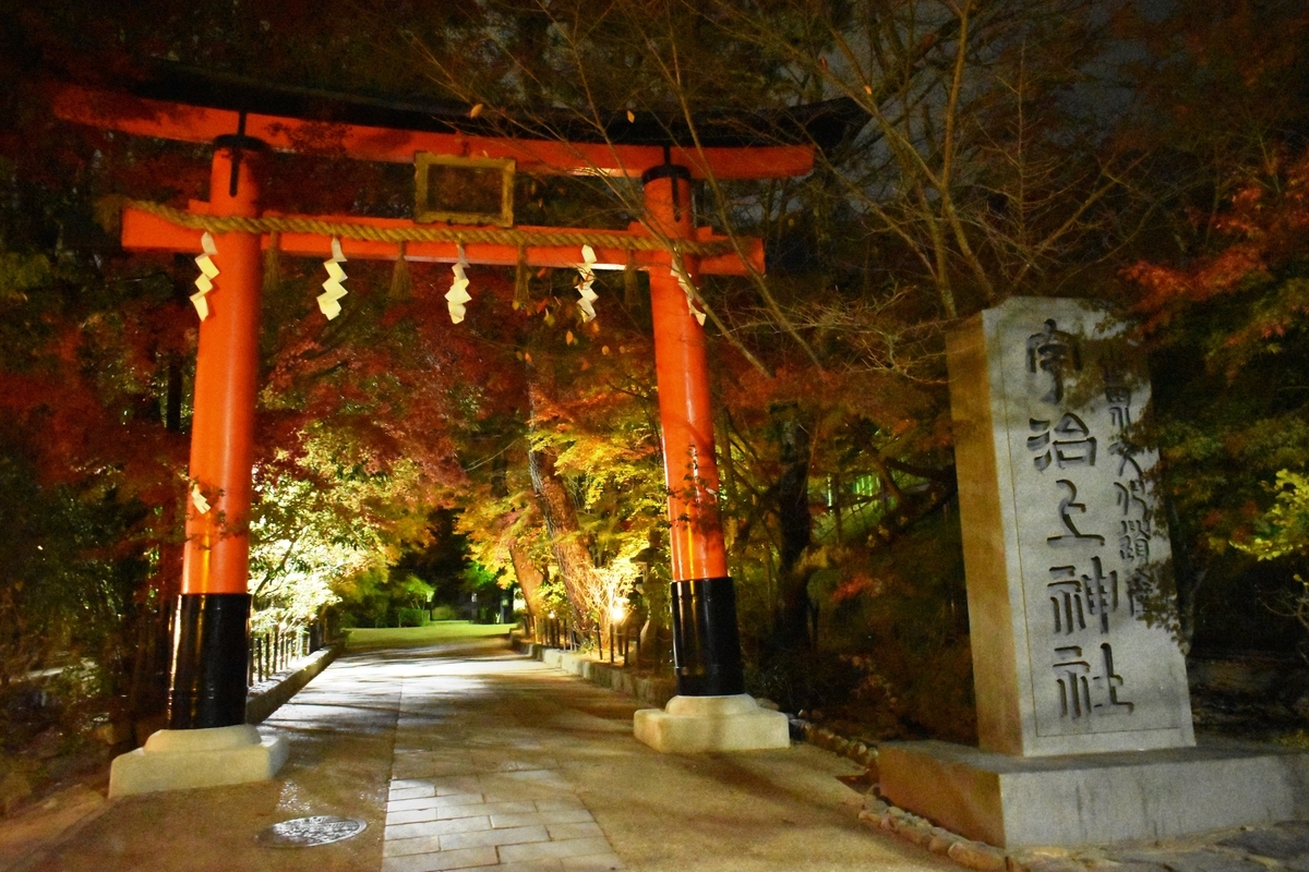 宇治上神社・宇治灯りのみち　紅葉ライトアップ　見頃　2020年11月22日　撮影：MKタクシー