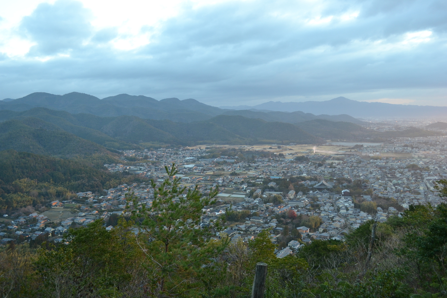 小倉山の山頂付近から見た清凉寺から広沢池方面 撮影:MKタクシー