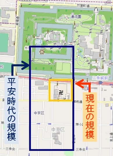 神泉苑規模比較図(出展:京都府立京都学・歴彩館 東寺百合文書WEB)