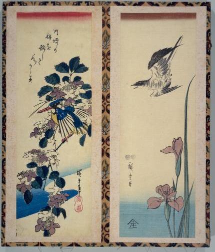 歌川広重 花鳥錦絵「萼あじさいに川蝉」 国立国会図書館デジタルコレクションより