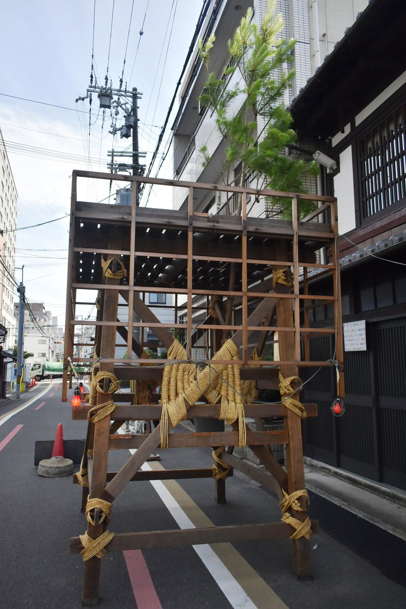 保昌山の山鉾建て 2018年7月13日 撮影:MKタクシー
