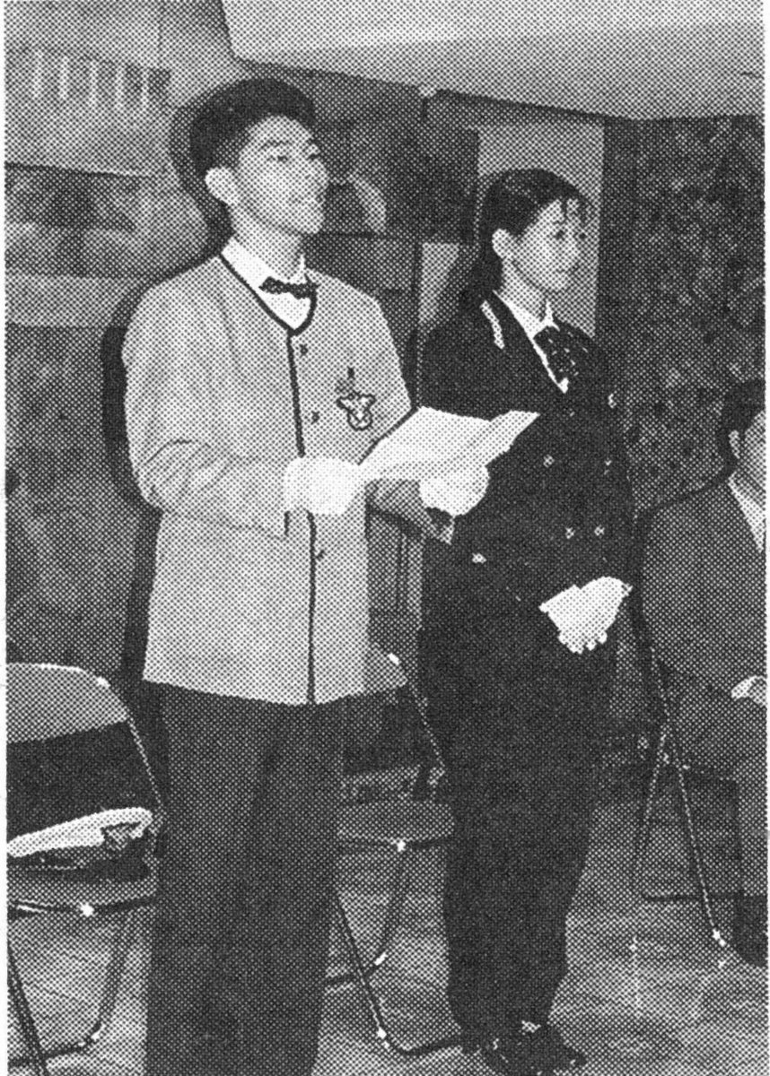 出発式で決意を述べる藤崎社員 MK新聞1997年10月1日号より