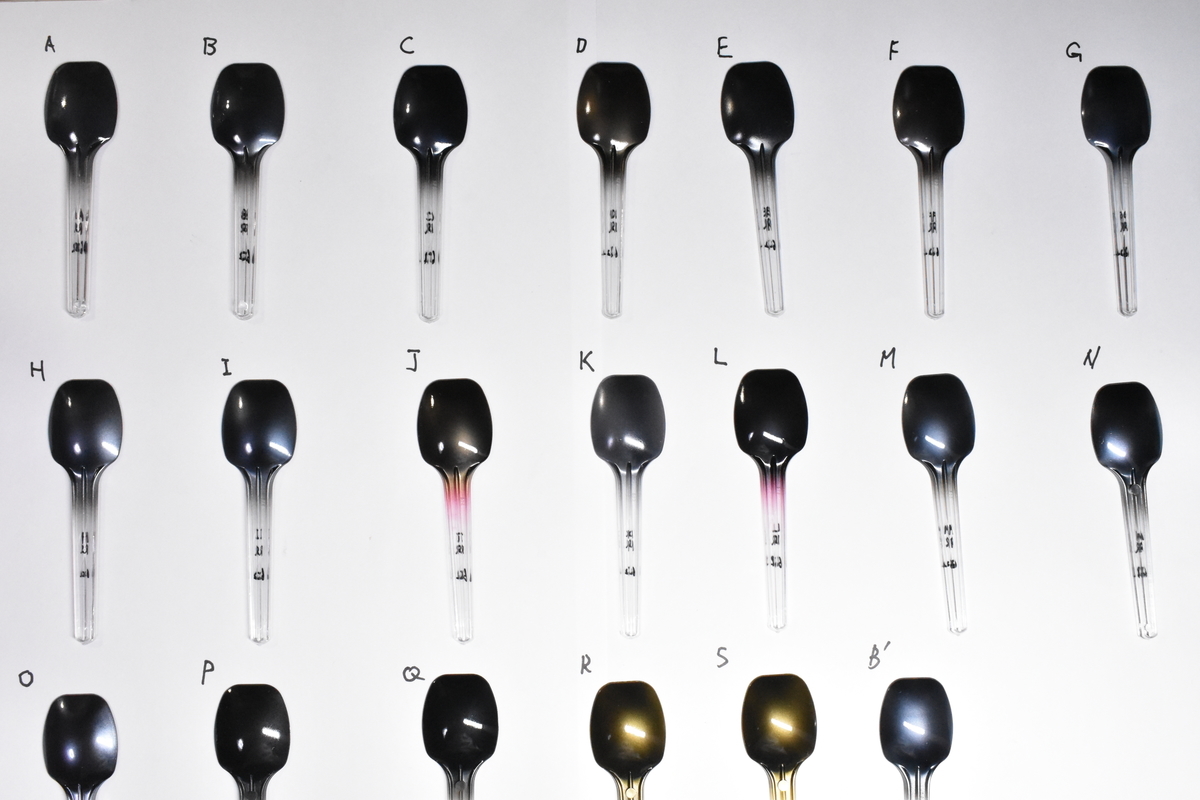 キャンディ塗装のカラーサンプルを作る(6) 黒系、鉄系の色味を検証