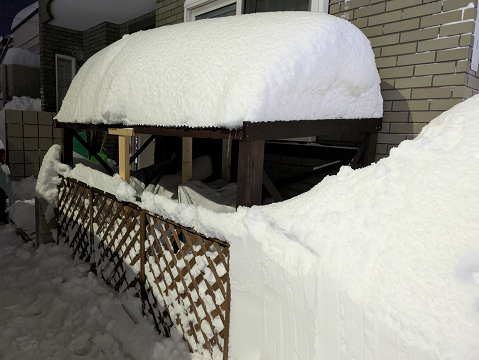 自転車小屋雪に埋まる