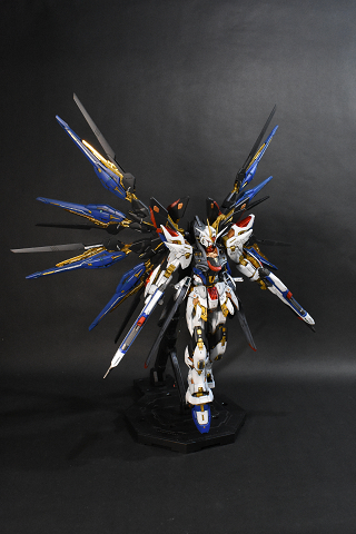 MGEX ストライクフリーダム 完成品 ウイングフル展開 内部フレーム露出 全身写真