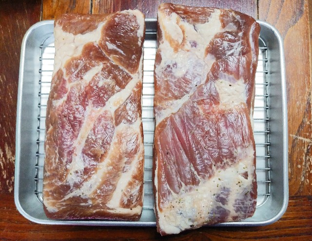 温燻 豚バラでベーコン 燻製 趣味の備忘録