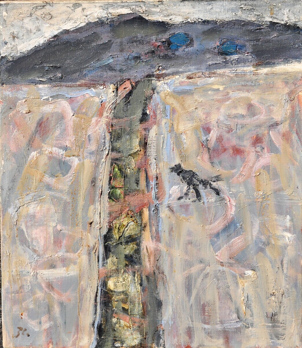 道化師と子供の油彩画 1992年 Feran 道化師と子供の油彩画 1992年