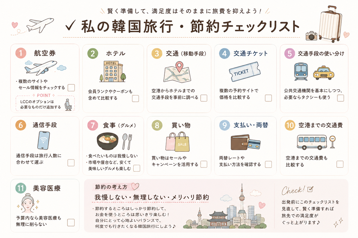 韓国旅行を無理せず節約しながら楽しむポイント