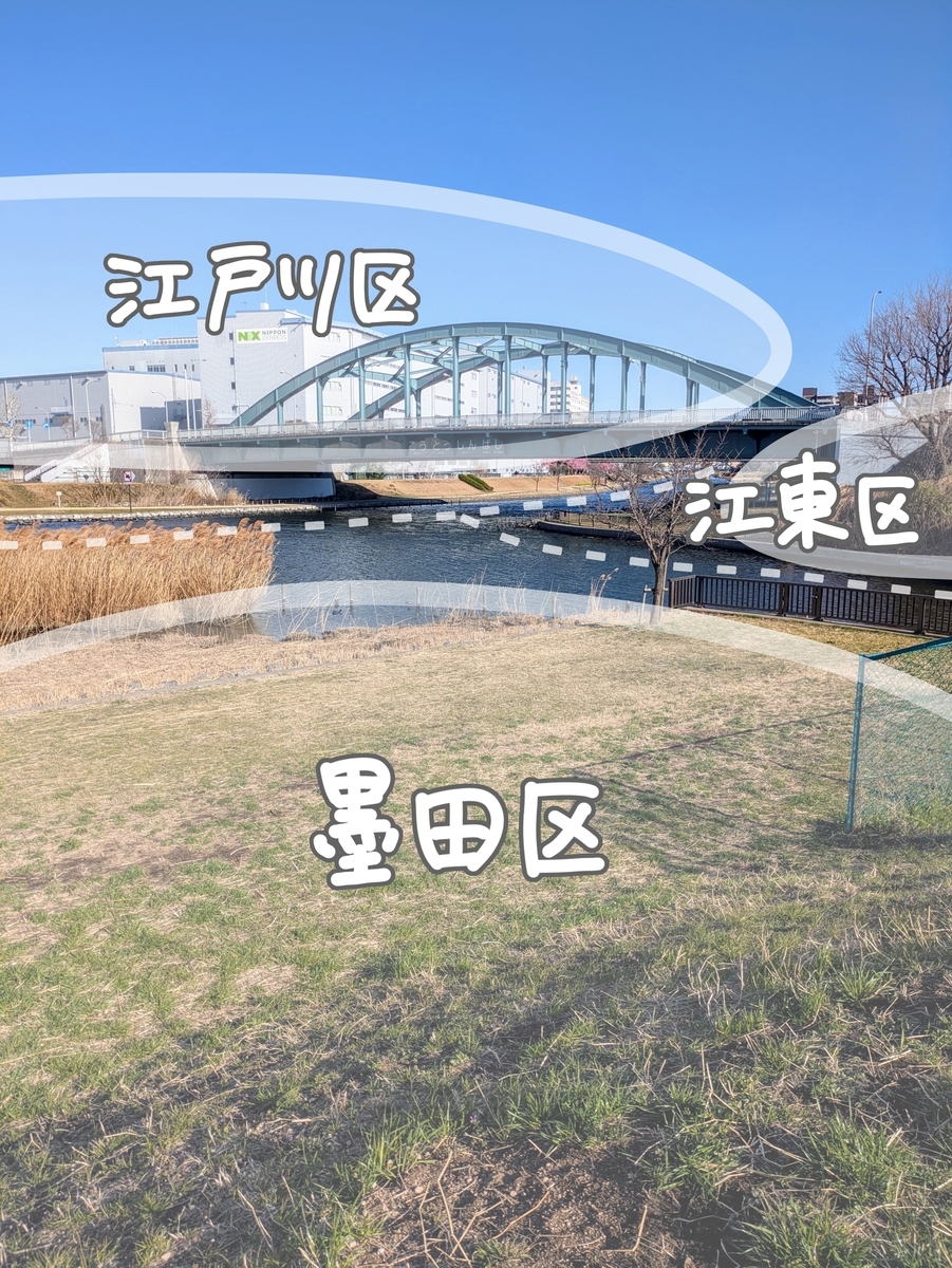 北十間川と旧中川の合流部