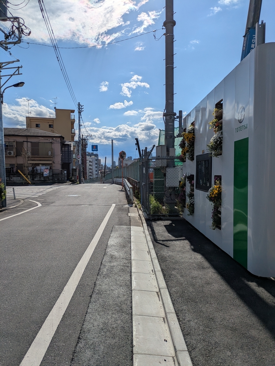 山手線線路脇の道