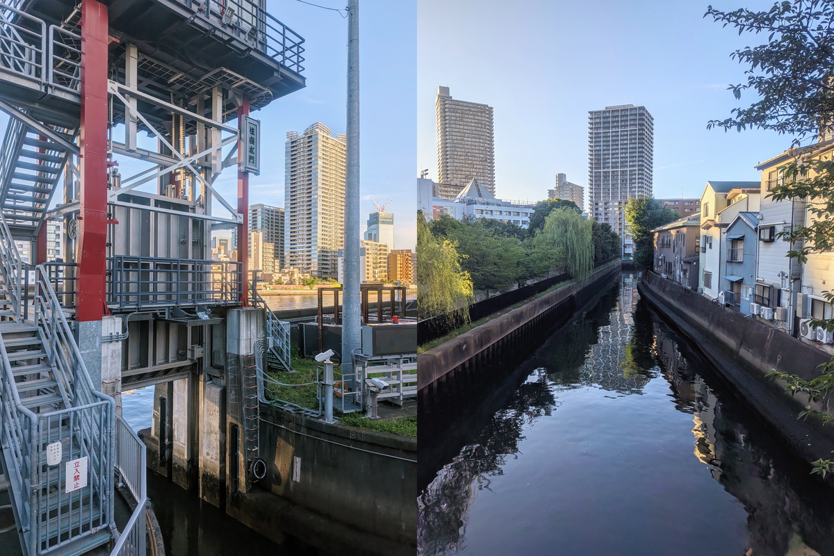 住吉水門と佃川支川