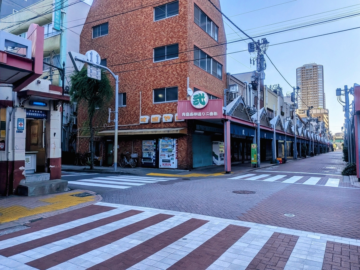 月島もんじゃストリートと西仲通地域安全センター