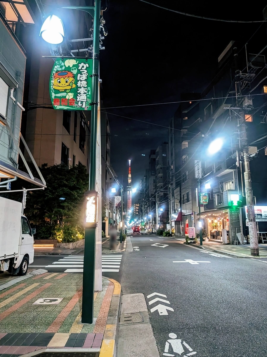 夜のかっぱ橋本通り