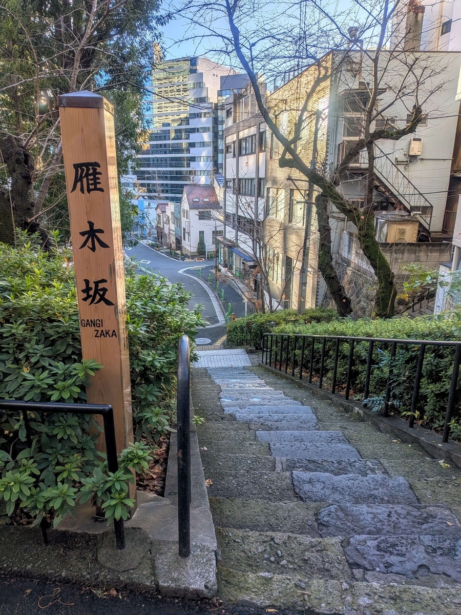 坂上から見た雁木坂
