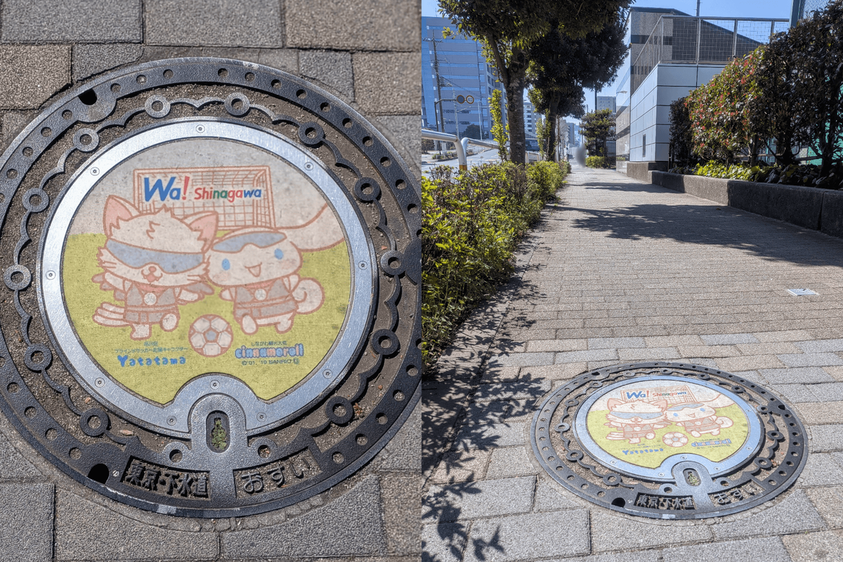 天王洲公園前のデザインマンホール