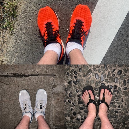 Run shoes that were active this month (adizero Japan4, On Cloudace, Luna sandals)