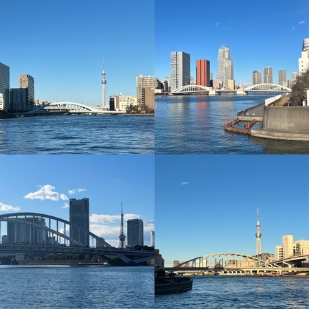 Today's Sumida River pointillism...it's nice to run in the light.