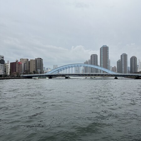 Sumida River in spring season though there are clouds