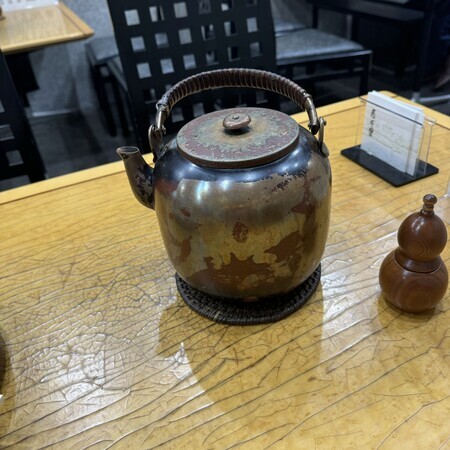 Tightly packed, in a vintage kettle.
