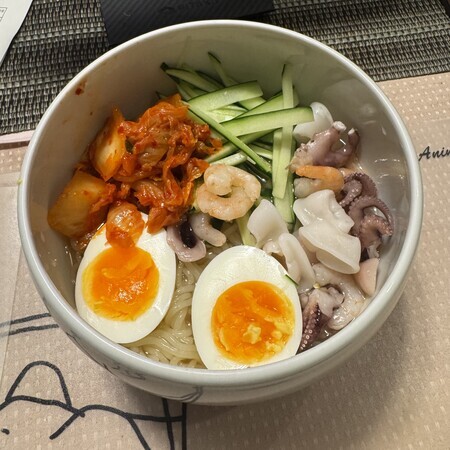 Rinse the noodles in cold water, drain, and serve. It turned out delicious!