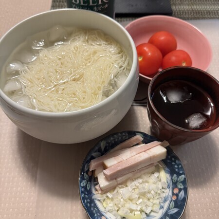 Enjoying Miwa somen noodles... Delicious and refreshingly cold.