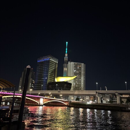 Back in Asakusa after a long time… A view from the south, on the right bank of the Azuma Bridge