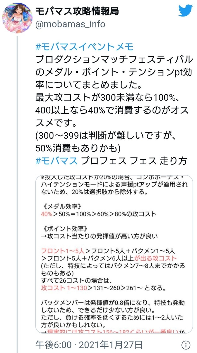 プロダクションマッチフェスティバル フェス の走り方 モバマス攻略情報局 Blog