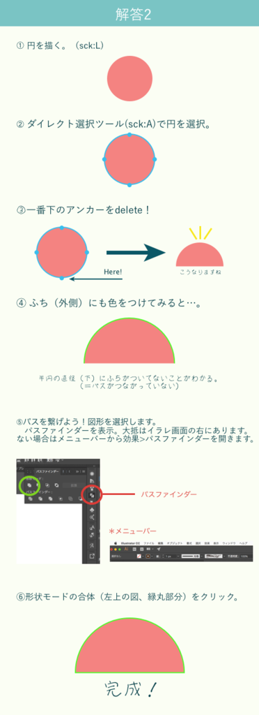 半円ってどうやって描くんだっけ イラレマスターへの第一歩 私のぶろぐだよ