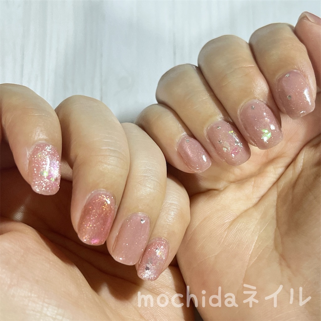 セルフネイル】春なのでピンクフラッシュ+ピンク系マグネット+桜風ホロ