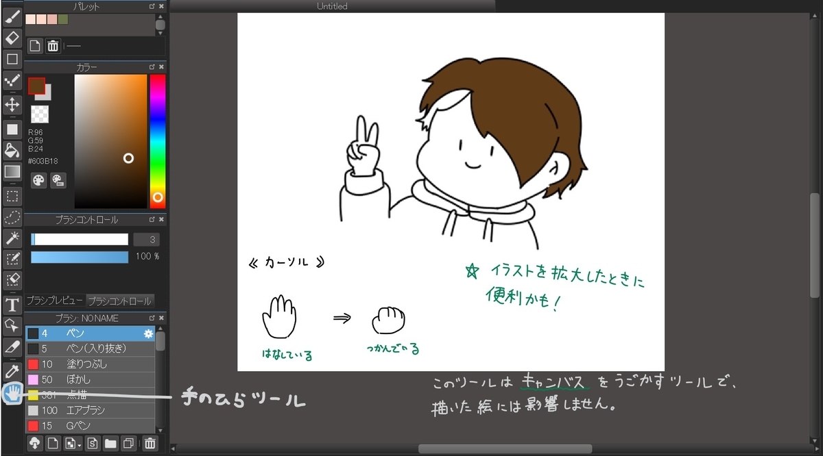 メディバンペイントの使い方 スポイトツール 手のひらツール もちまるのブログ メディバンペイントの使い方 スポイトツール 手のひらツール もちまるのブログ