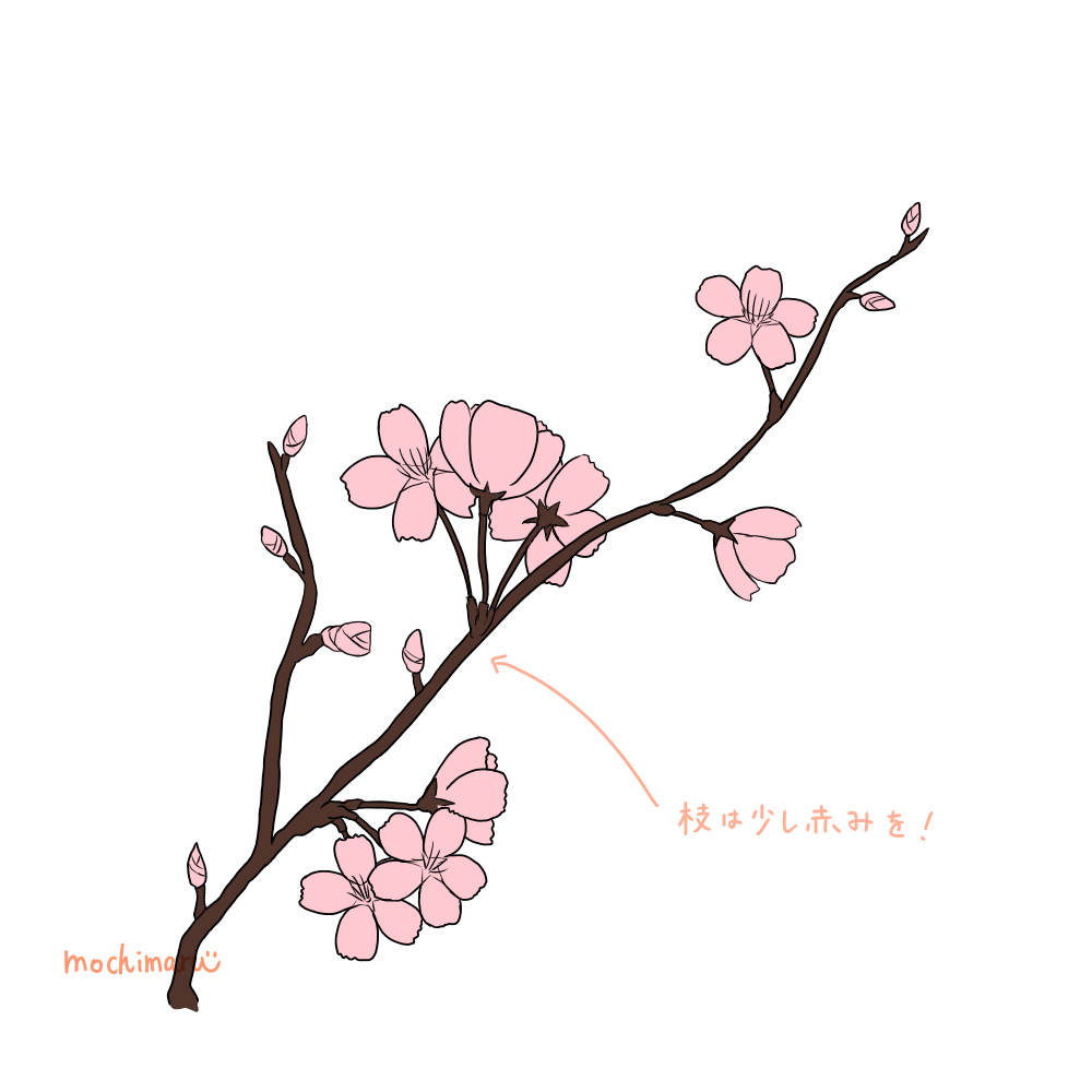 簡単な枝付きの桜の描き方 - もちまりるのブログ