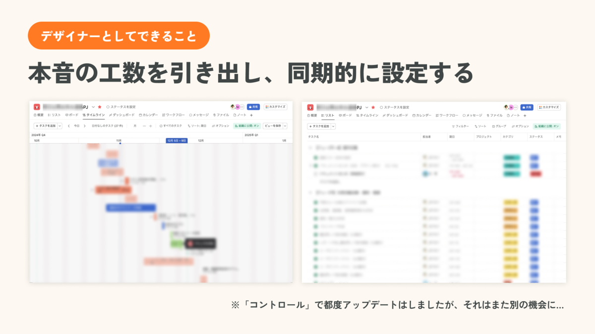 本音の工数を引き出し、同期的に設定する